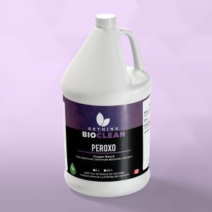 A ReThink BioClean's jug of Peroxo brewery cleaner.