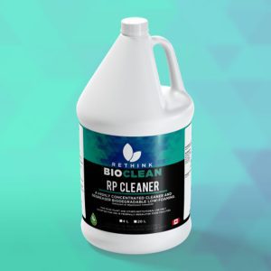 A ReThink BioClean's jug of RP cleaner.