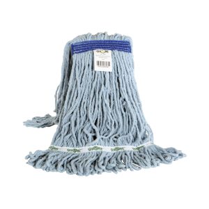 A blue looped wet mop.