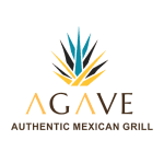 Agave Authentic Mexican Grill Restaurant's logo with an agave plant in blue and yellow.