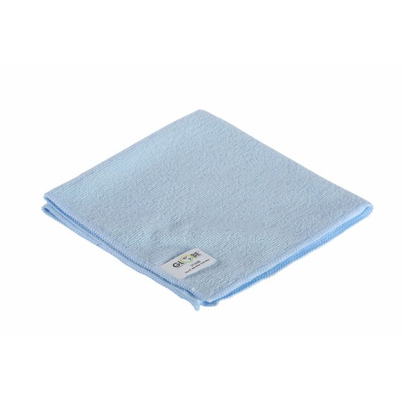 A blue microfibre cloth folded.