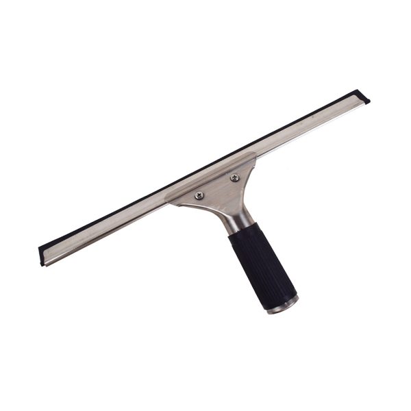 A stainless steel squeegee.